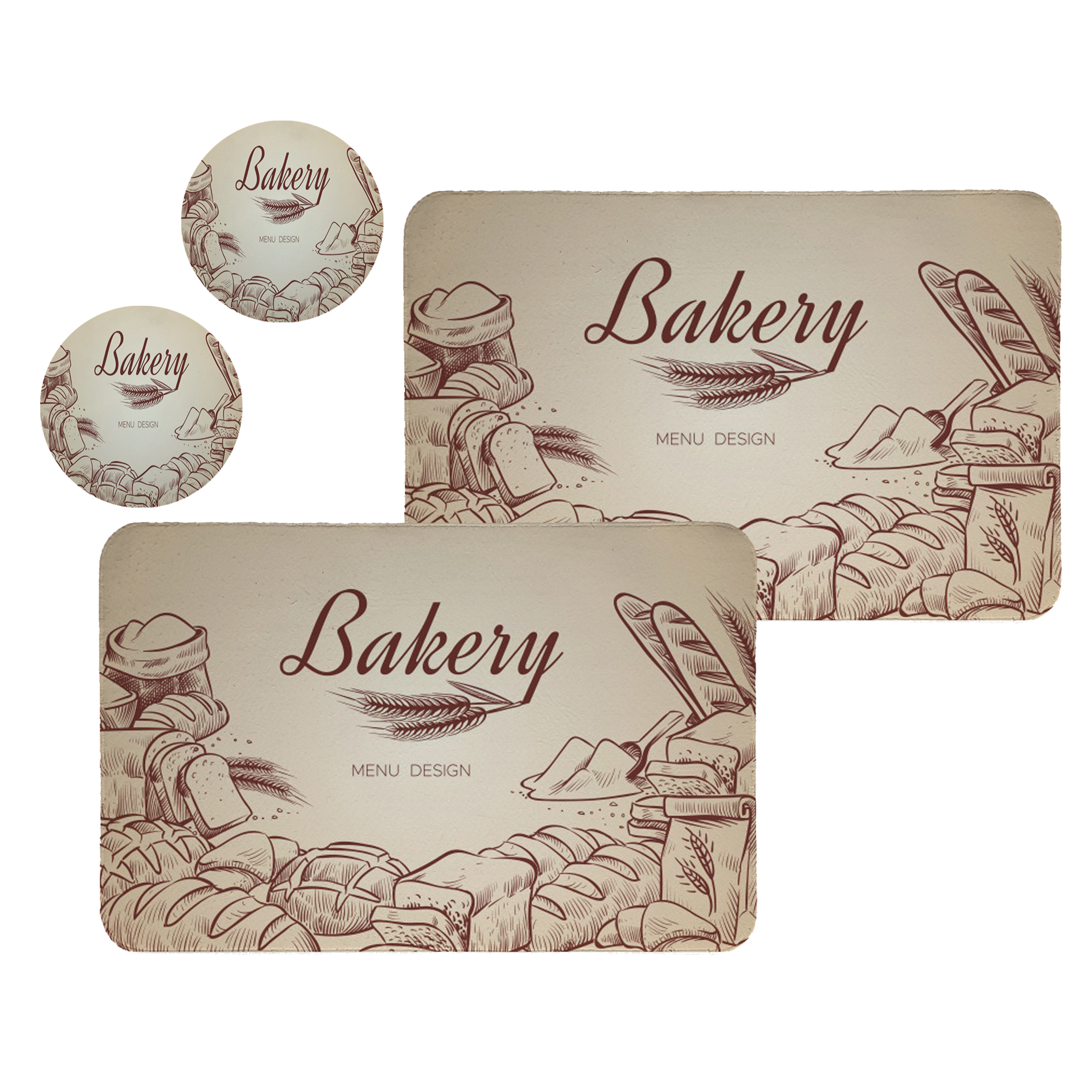 زیربشقابی طرح نان کد 8240 مجموعه 2 عددی به همراه زیرلیوانی