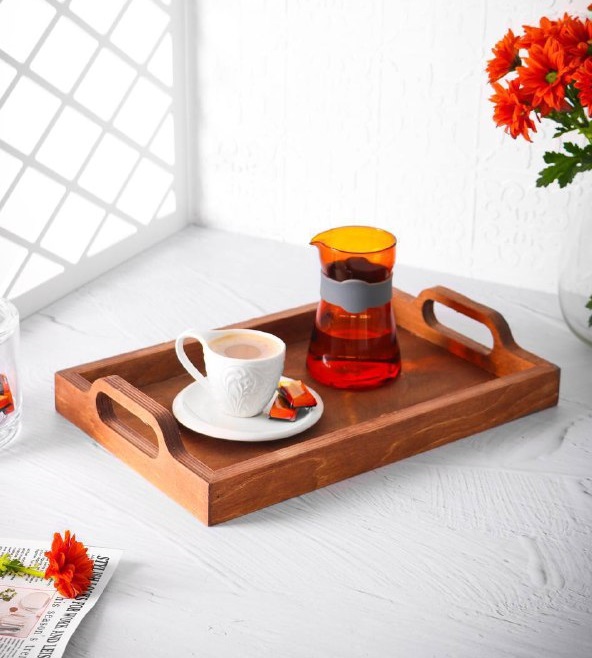 سینی چوبی دسته از بالا