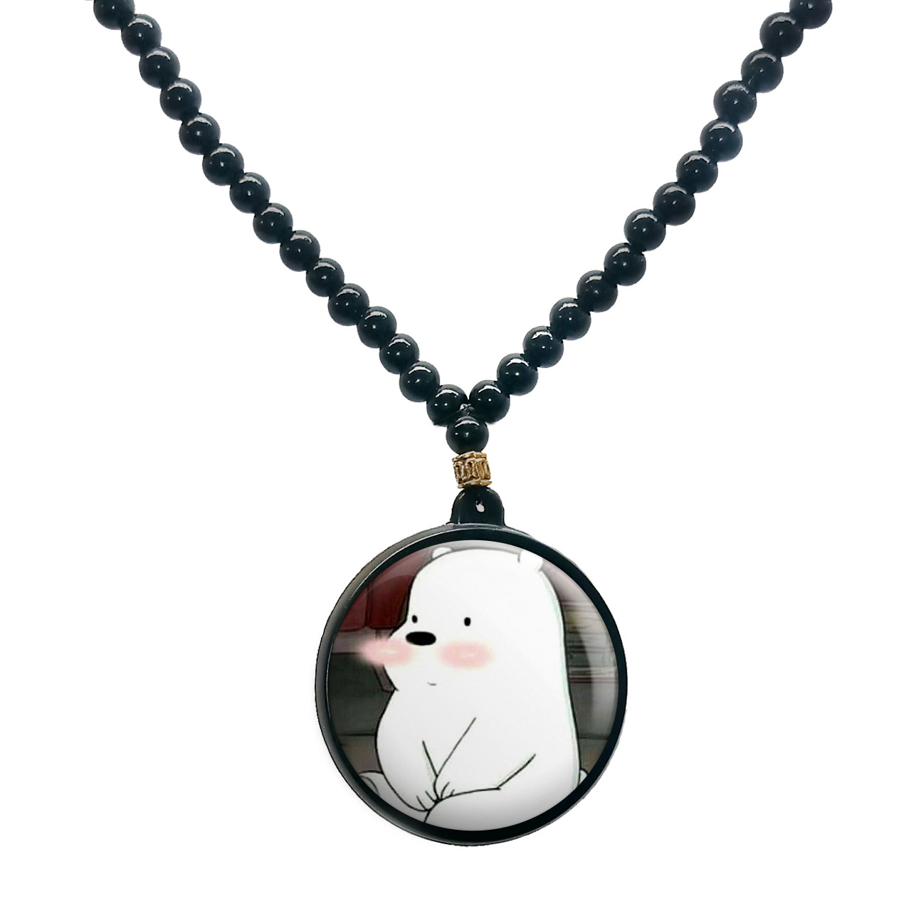 گردنبند پرمانه طرح خرس‌های کله‌ فندقی کد pmd.10188 مدل دو طرفه