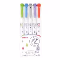 ماژیک آبرنگی زبرا مدل MILDLINER Dual Ended Brush بسته 5 عددی