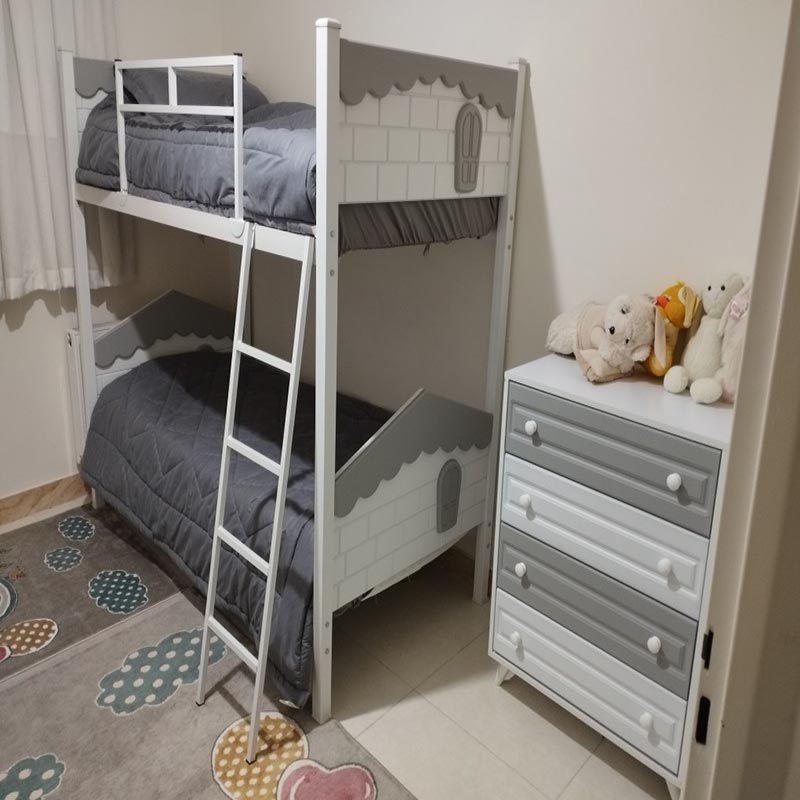 تخت خواب دو طبقه مدل کلبه بدون کشو بدون تشک