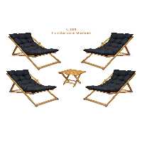 صندلی کمپ مشکی سیاه کمپینگ Misty Sezlonk مجموعه بالکن سخت Terra Beach تاشو 4 Sezlont 1Sehpa HUNDEMİR