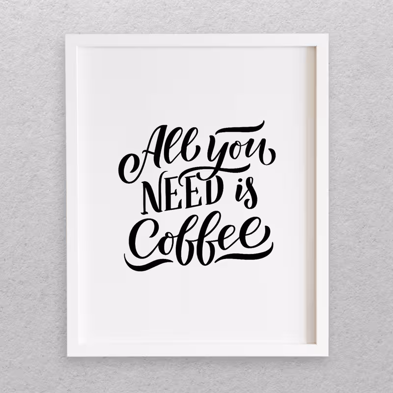 تابلو طرح نوشته انگلیسی طرح COFFEE کد 729 | دنیای قاب
