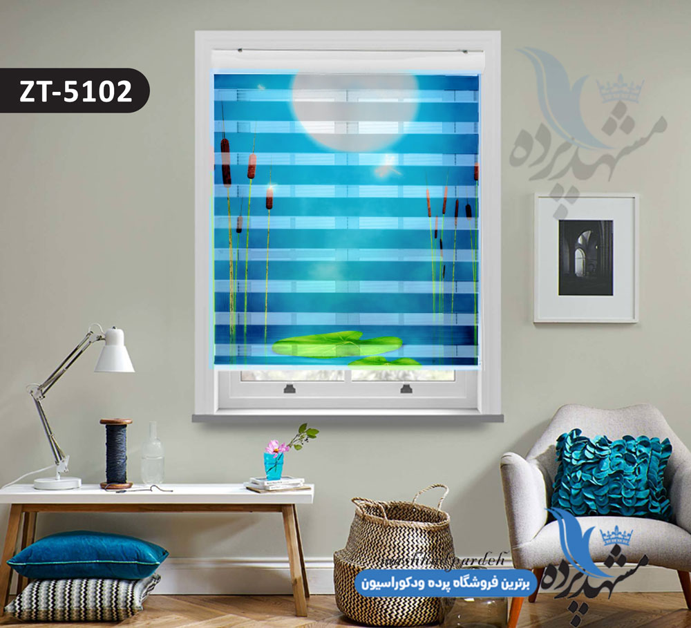 پرده زبرا تصویری چاپی ماه کد ZT5102