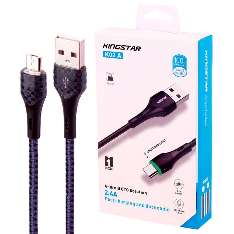کابل میکرو یو اس بی فست شارژ KingStar K02A 2.4A 1m