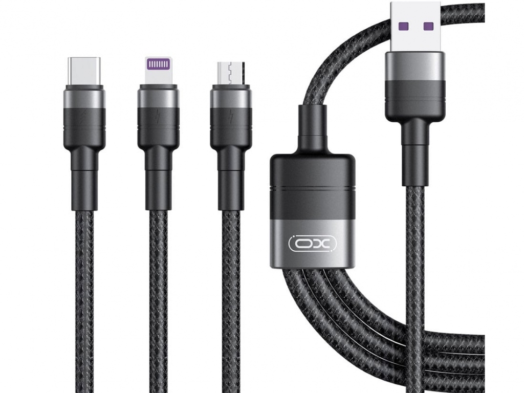 کابل شارژ سه سر ایکس‌او به طول 1.2 متر XO 3in1 40W FAST charge usb cable NB Q191