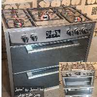 اجاق گاز 5 شعله صفحه استیل وبدنه استیل چدن بوش( پس کرایه)