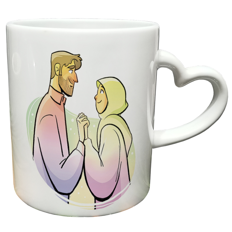 ماگ مدل دسته قلبی طرح عاشقانه کد 240