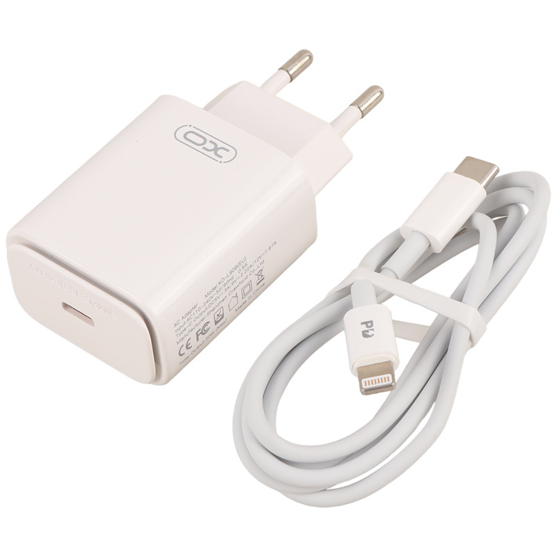 شارژر دیواری فست شارژ XO XO-L90B 3A QC4.0 PD 20W   کابل آیفونی