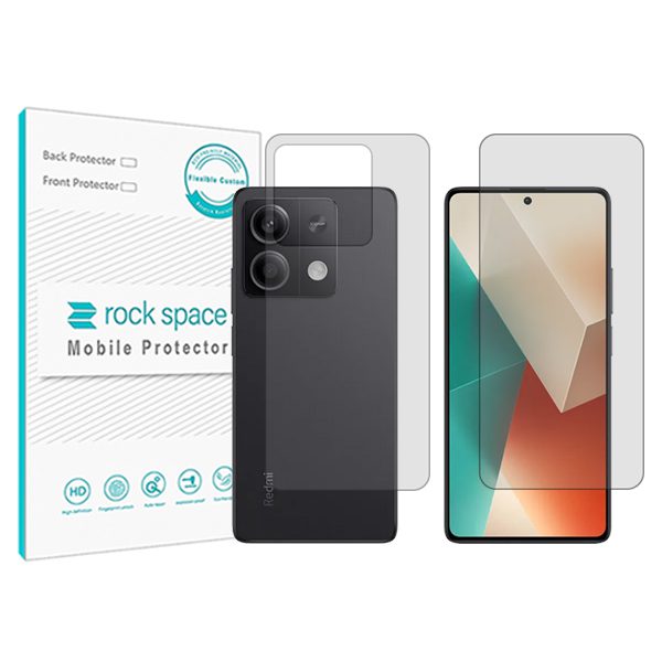 گلس محافظ صفحه نمایش و پشت گوشی شیائومی Redmi Note 13 مدل نانو هیدروژل شفاف برند راک اسپیس کد SS