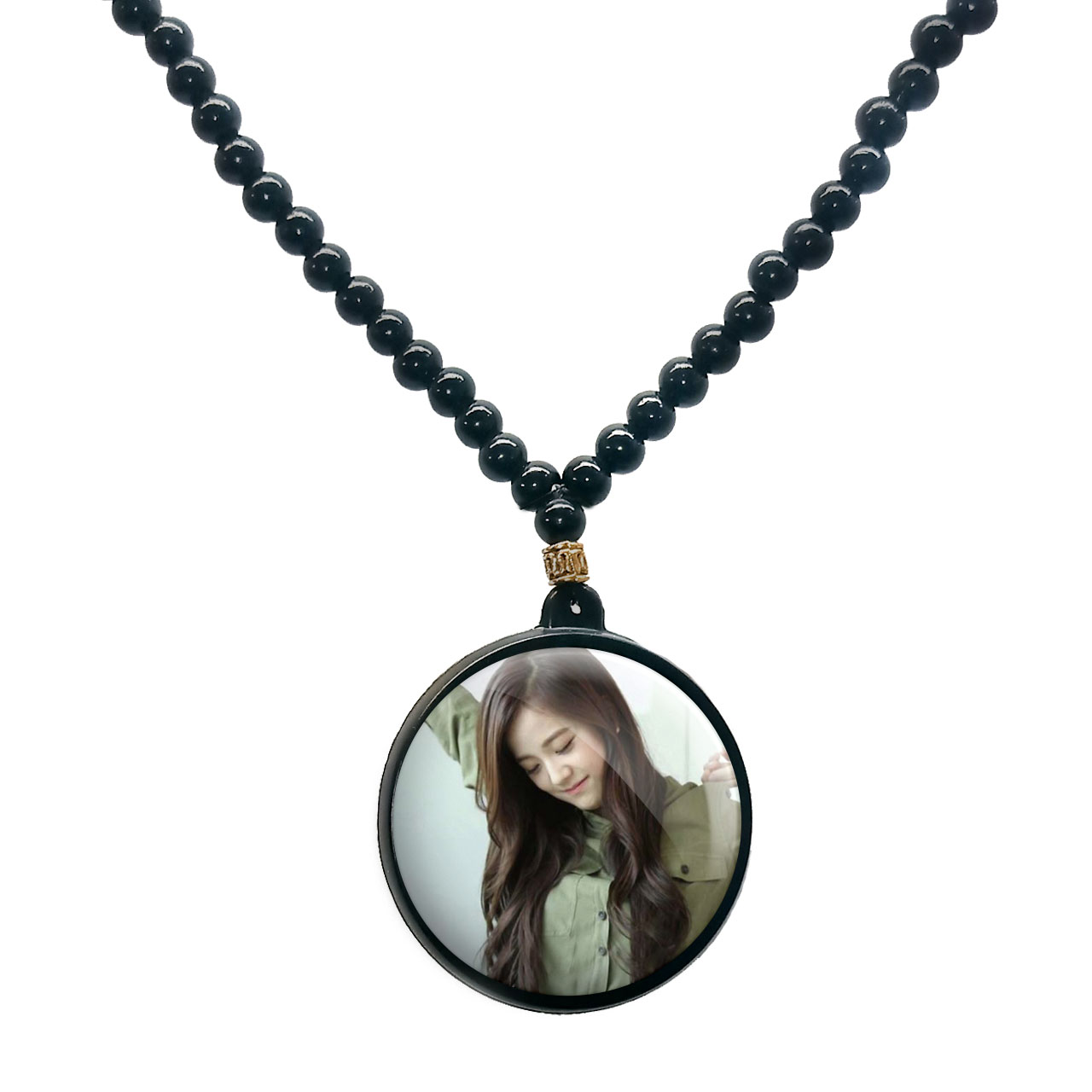 گردنبند پرمانه طرح بلک پینک کد pmd.31 مدل دو طرفه