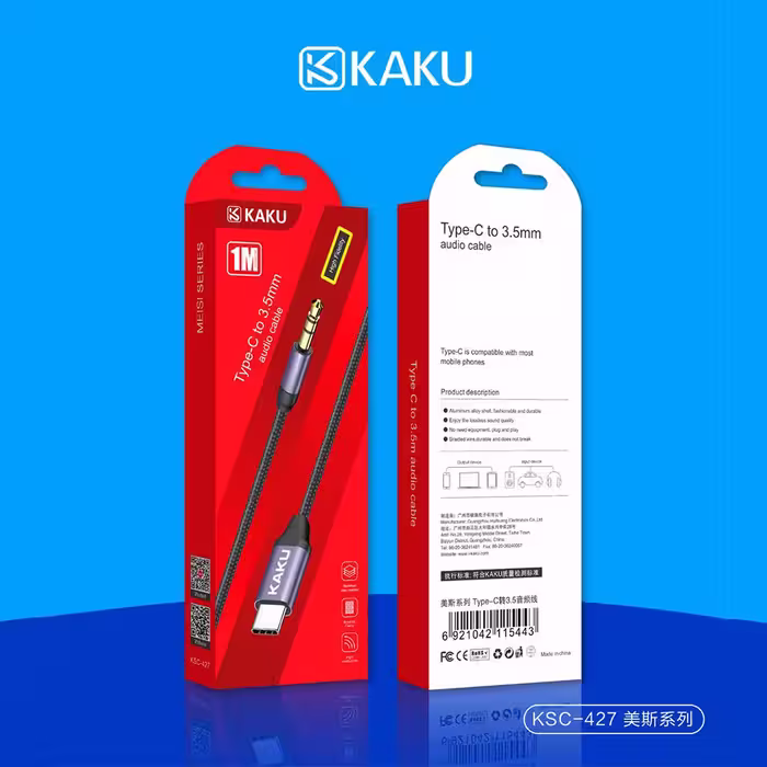 کابل تبدیل USB-C به AUX کاکو مدل KSC 427 طول 1 متر