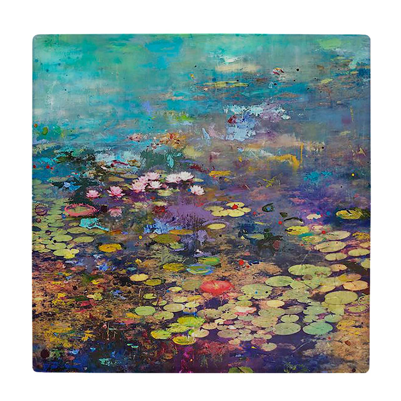  کاشی کارنیلا طرح نقاشی گل های نیلوفر مردابی کد wkk1690