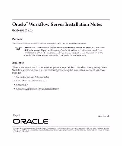 خرید و دانلود نسخه کامل کتاب Oracle Workflow Server Installation Notes (Part No. A90185-01) (Release 2.6.1)