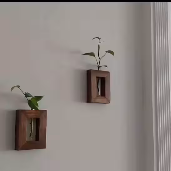 استند گلدان چوبی دیواری چوب روس رنگ قهوه ای ضد آب