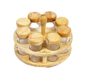 جا ادویه چوبی 8 عددی ایستاده گردان کد 99081