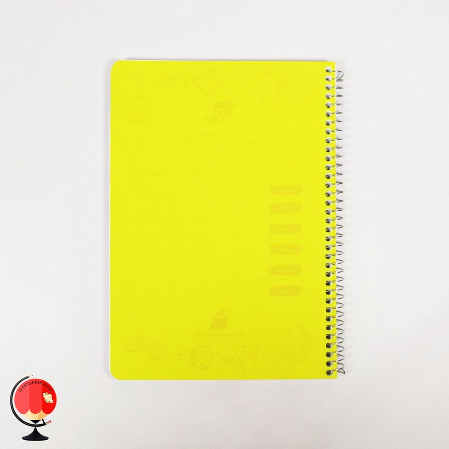 دفتر مشق 100 برگ سیمی جلد طلقی رنگی زرد آتی