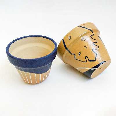 گلدان سفالی مدل برگ انجیری بسته 2 عددی