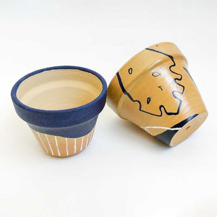 گلدان سفالی مدل برگ انجیری بسته 2 عددی