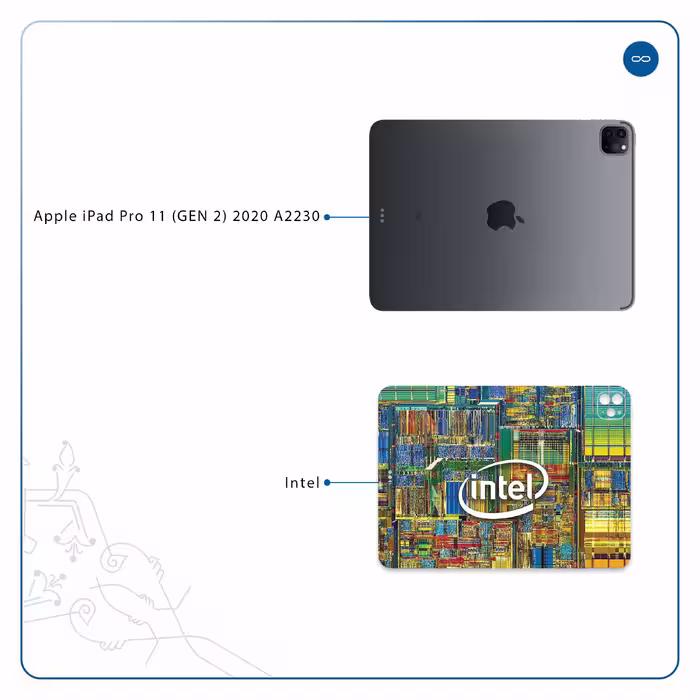 برچسب پوششی ماهوت مدل Intel Brand مناسب برای تبلت اپل iPad Pro 11 (GEN 2) 2020 A2230