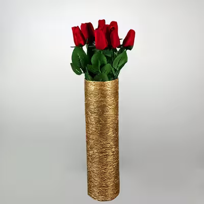 گلدان به همراه گل مصنوعی مدل رومنس ژان