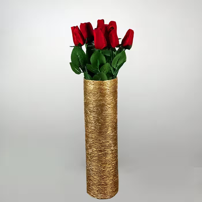 گلدان به همراه گل مصنوعی مدل رومنس ژان