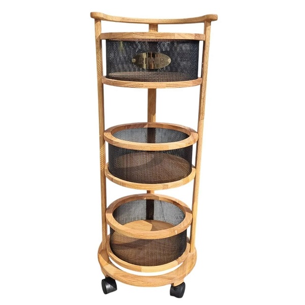 سبد سیب زمینی و پیاز چوبی گرد 3 طبقه ریور 3913