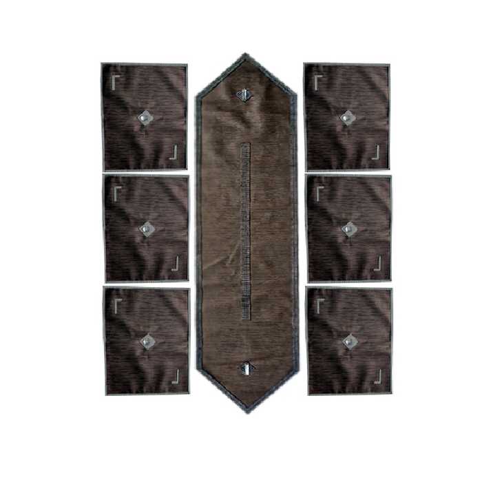 رانر طرح چرم مدل نگین مجموعه 7 عددی