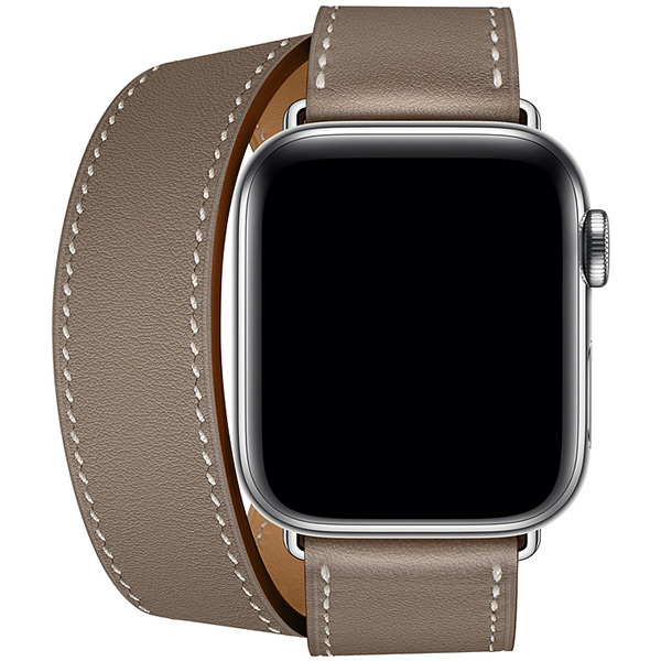 بند اپل واچ 4 هرمس 40 میلیمتری زنانه مدل 40mm Etoupe Swift Leather Double Tour - Hiapple.ir