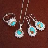 نیم ست فیروزه زنانه کد 27915 - جواهری مشاهیر