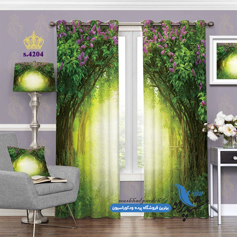 پرده پانچ منظره طرح درخت کد s-4204