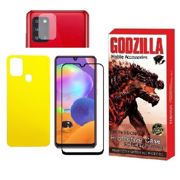 محافظ صفحه نمایش گودزیلا مدل FUL مناسب برای گوشی موبایل سامسونگ Galaxy A21S به همراه محافظ پشت گوشی و محافظ لنز دوربین | کالا برتری