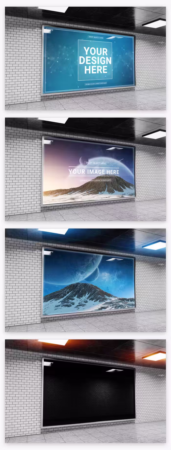 دانلود Horizontal Billboard in Tunnel Mockup