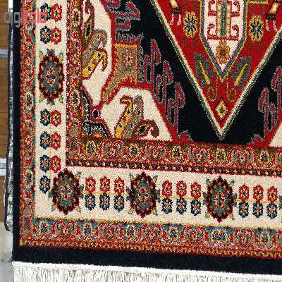 فرش ماشینی زمرد مشهد 260 زمینه سرمه ای