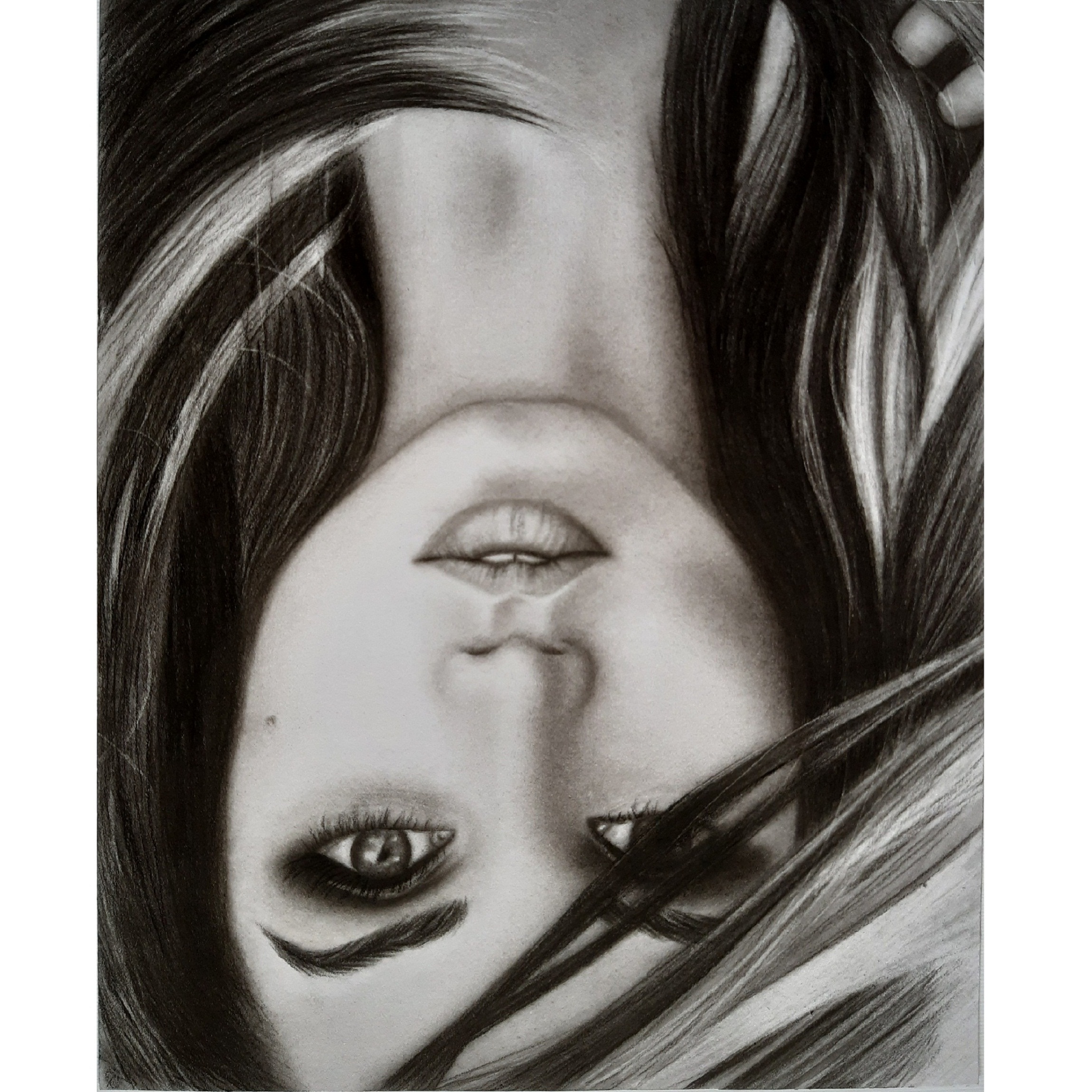 نقاشی سیاه قلم طرح چهره مدل اسپانیایی آنا د آرماس کد 1111