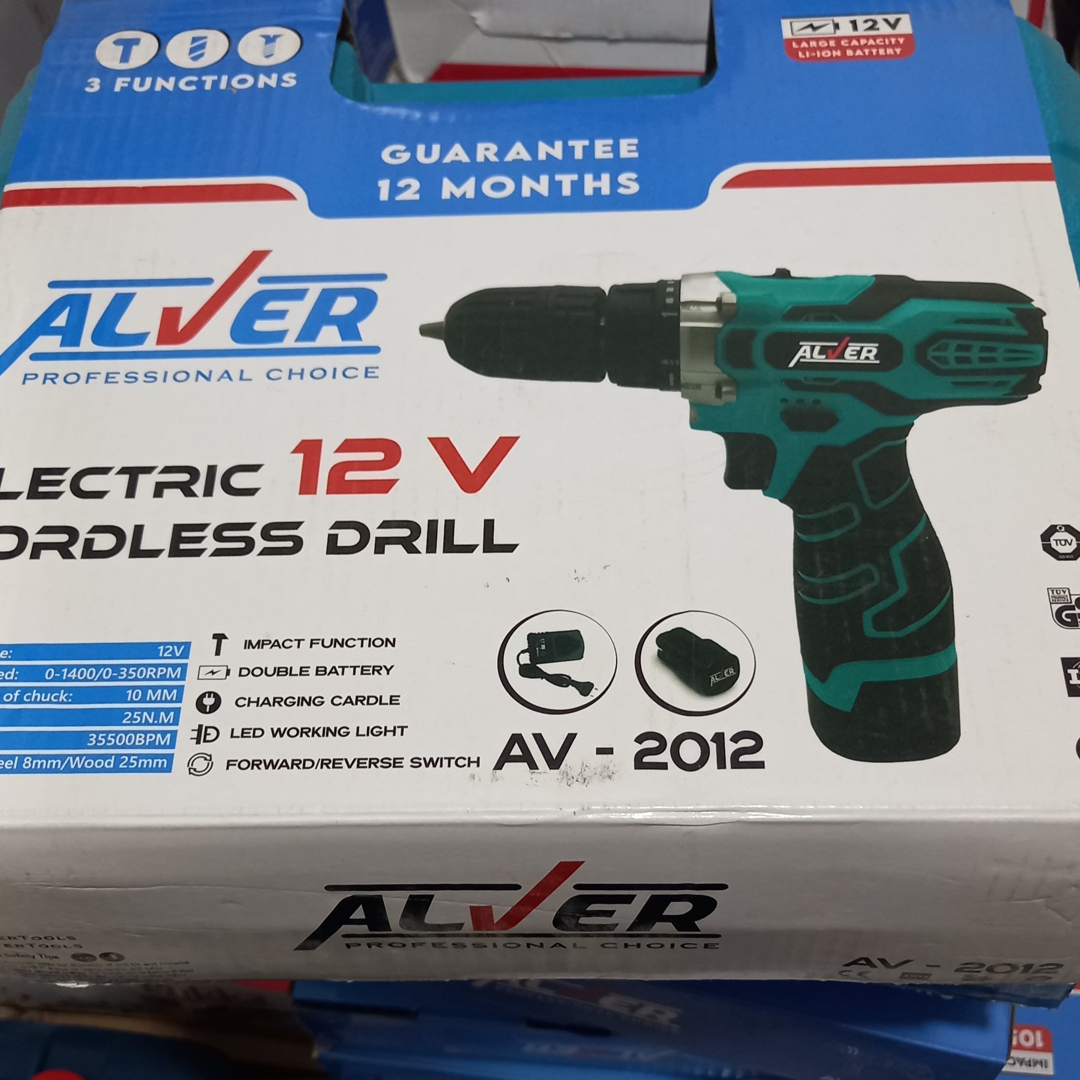 دریل شارژی12ولت چکشی آلور دوباتری