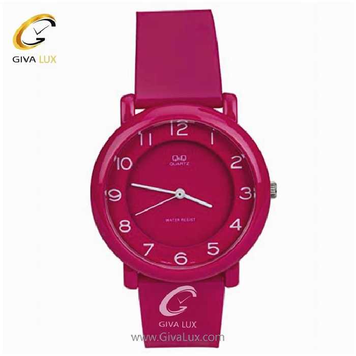 ساعت مچی اسپرت بند پی یو عقربه ای صورتی کیو اند کیو VQ94J021Y
