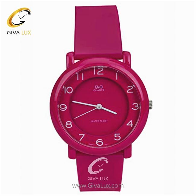 ساعت مچی اسپرت بند پی یو عقربه ای صورتی کیو اند کیو VQ94J021Y