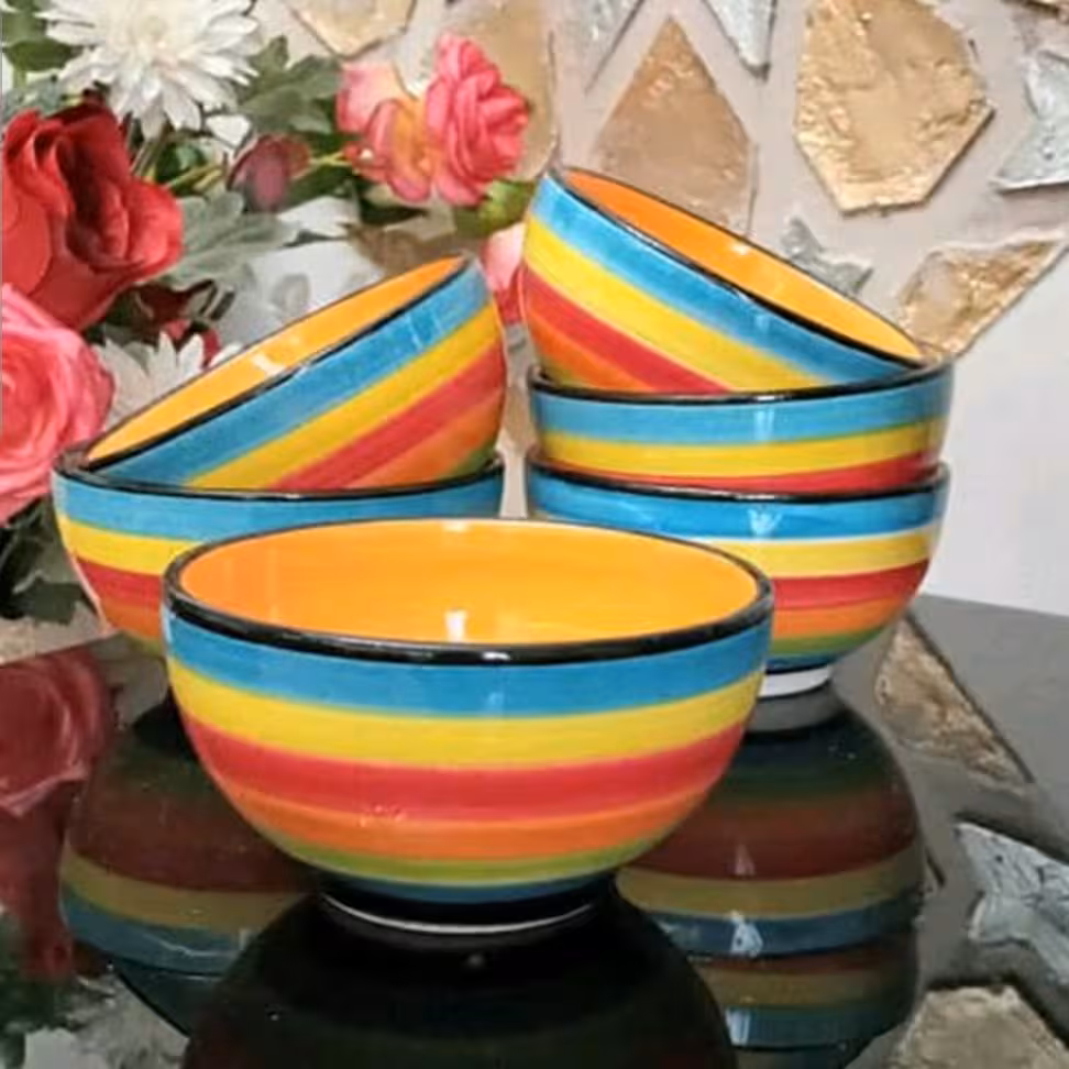 کاسه ابگوشت خوری سرامیکی رنگین کمان سرویس 6 عددی