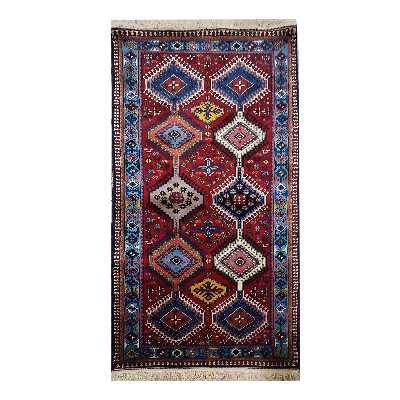 فرش دستباف کناره طول دو متر طرح لوزی مدل AA