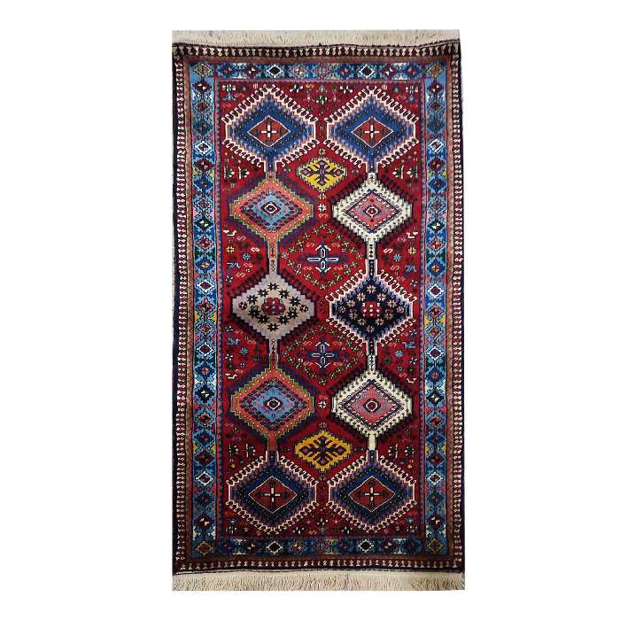 فرش دستباف کناره طول دو متر طرح لوزی مدل AA