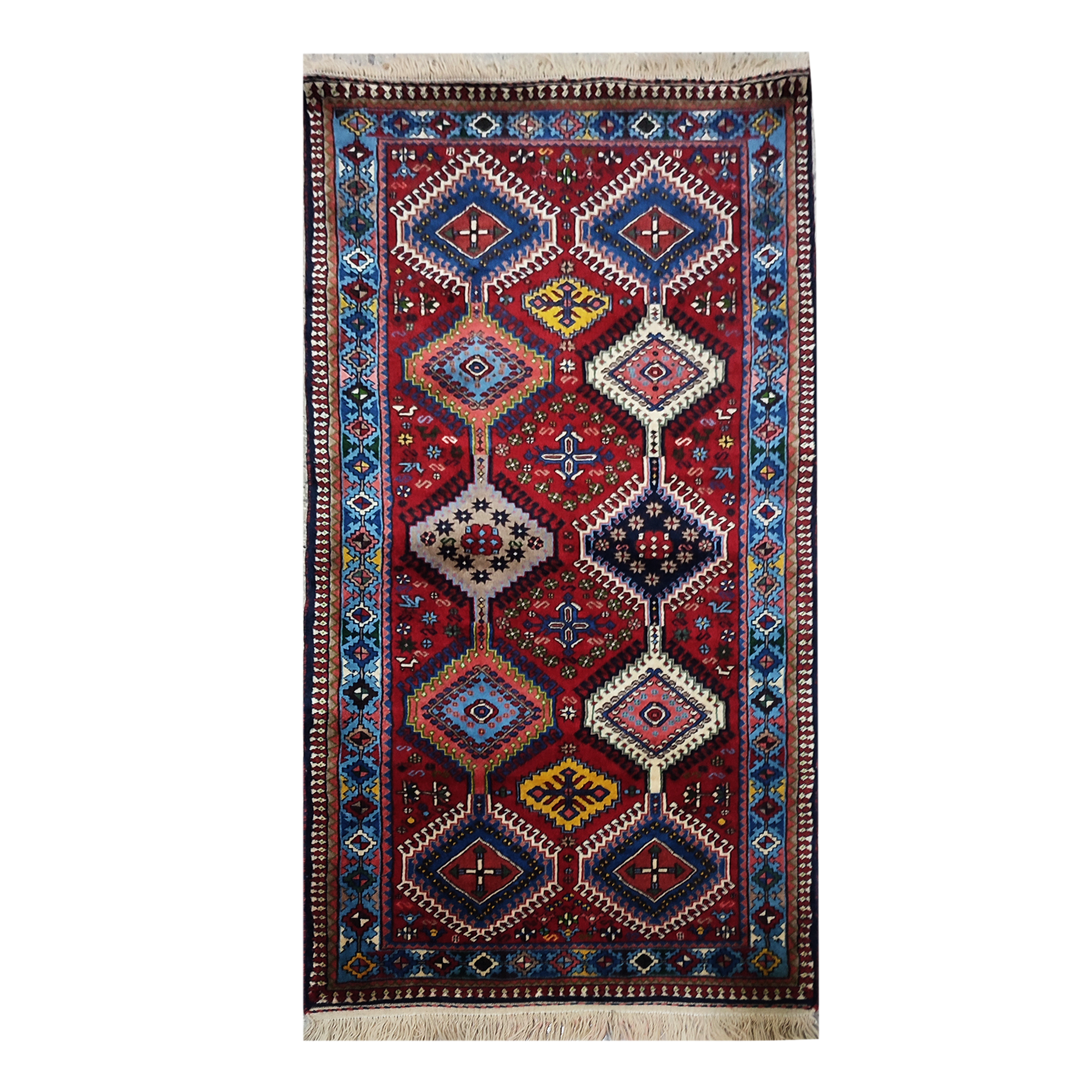 فرش دستباف کناره طول دو متر طرح لوزی مدل AA