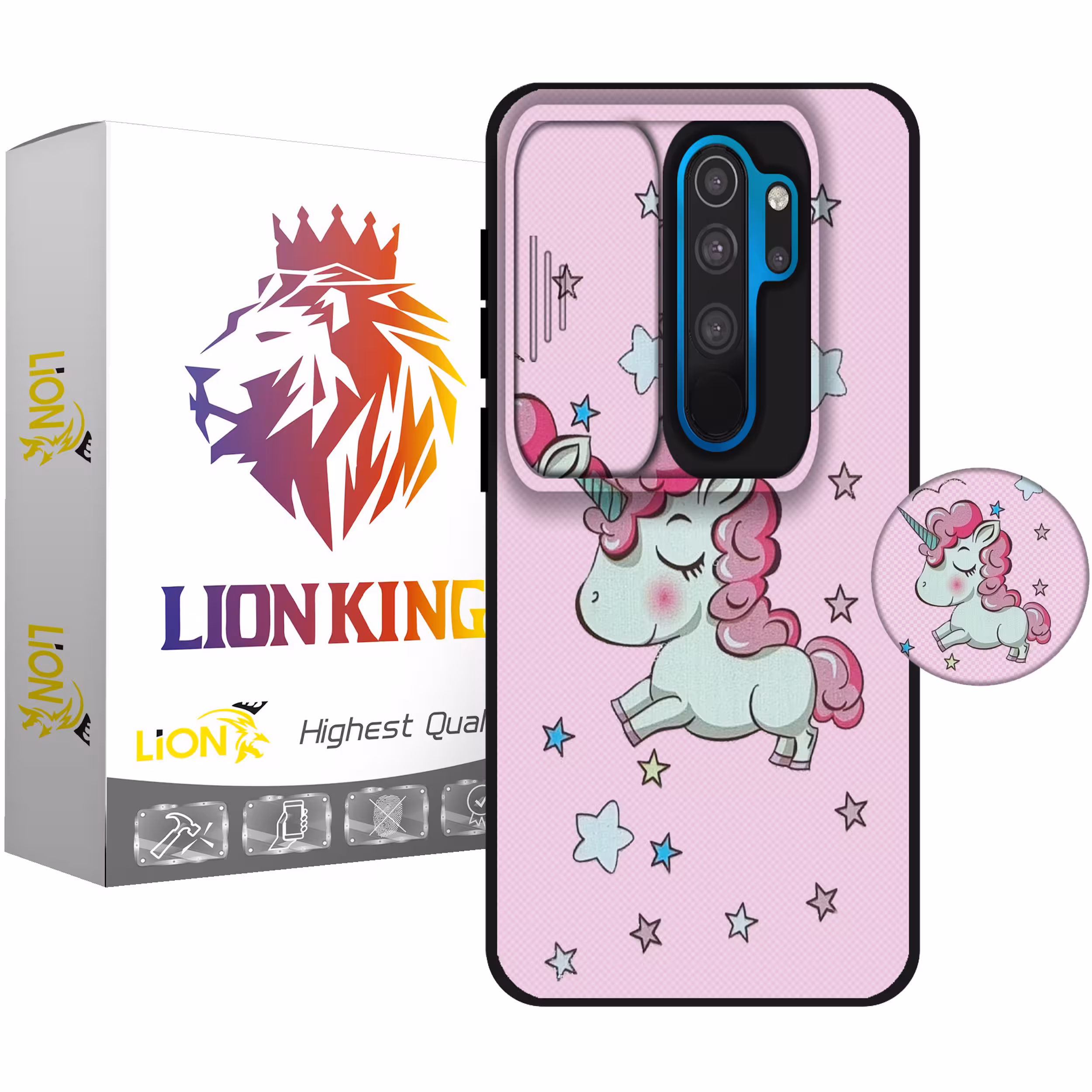 کاور لاین کینگ مدل uniparandeh J2 مناسب برای گوشی موبایل شیائومی Redmi Note 8 Pro به همراه پایه نگهدارنده