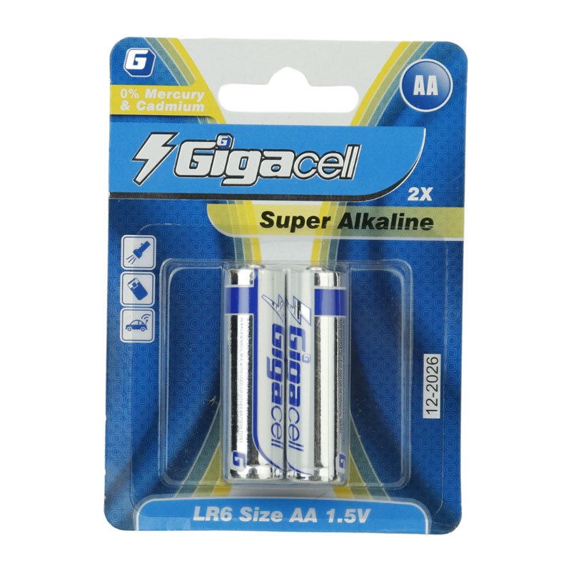 باتری قلمی گیگاسل مدل Gigacell Super Alkaline LR6 1.5V AA بسته 2 عددی
