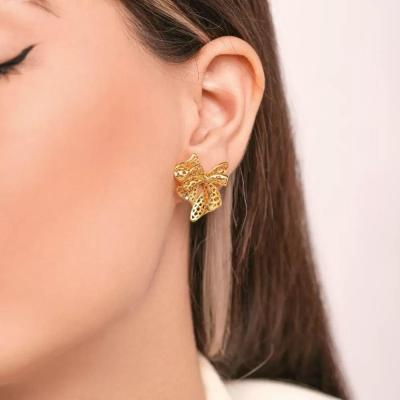گوشواره پاپیون استیل رنگ ثابت