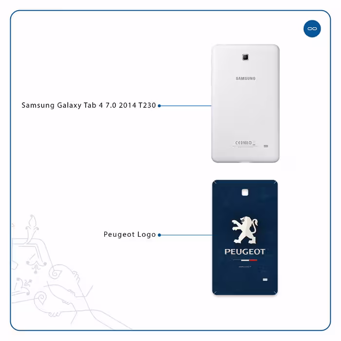 برچسب پوششی ماهوت مدل Peugeot-Logo مناسب برای تبلت سامسونگ Galaxy Tab 4 7.0 2014 T230