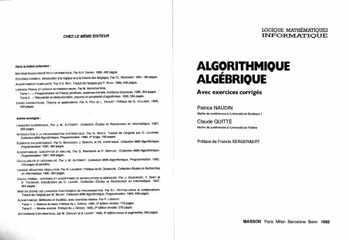 خرید و دانلود نسخه کامل کتاب Algorithmique Algébrique