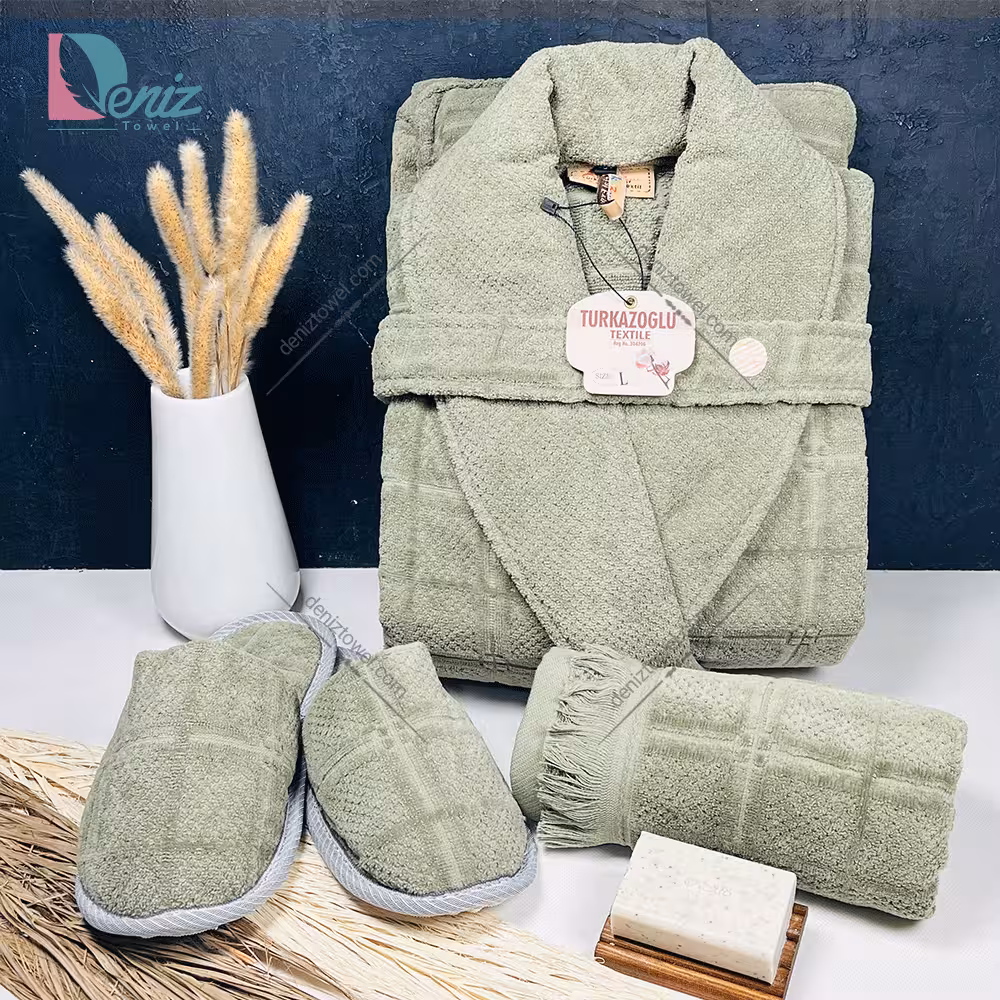 حوله ست یک نفره سه تکه مارتا رنگ زیتونی