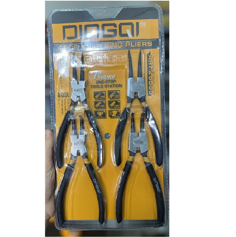 ست 4 عددی انبر خار بازکن و جمع کن صاف و کج 7 اینچ دینگی کد28005 ا DINGQI