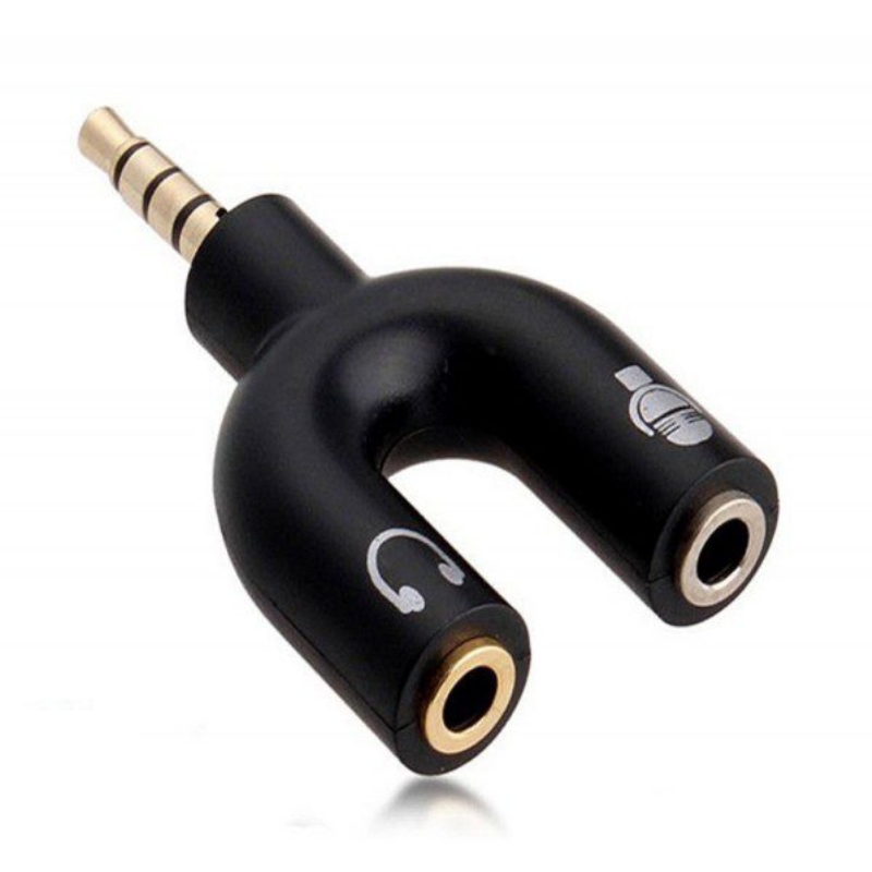 مبدل AUX دو مادگی به یک نری (صدا و میکروفن دوتایی به یک فیش سه خط)AUX 2 To 1 Mic Audio Stereo 35mm